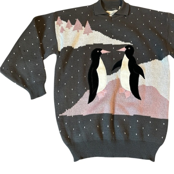 Penguin vintage, Pattern Gray Sweater, medium - Picture 9 of 13
